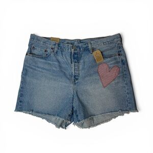 Levi’s 501 150th Anniversary Denim Shorts Heart Patch High Rise 18W NWT cut off